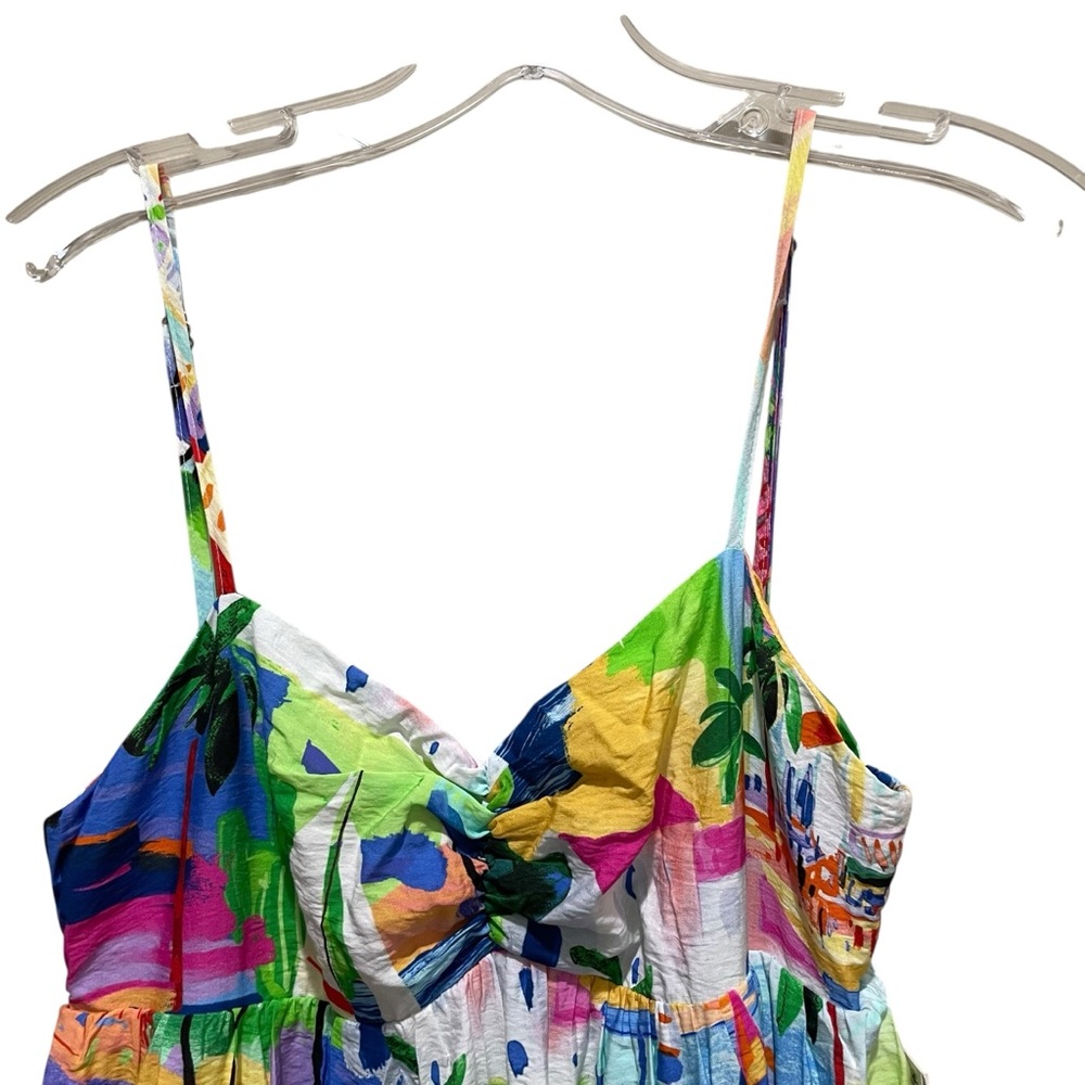 Aqua Tropical Print Maxi Dress Multicolor Women Size Extra Small Spaghetti Strap - Picture 6 of 10